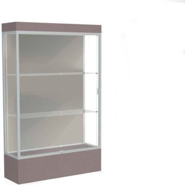 Waddell Display Case Of Ghent Edge Lighted Floor Case, Harbor Back, Satin Frame, 12" Morro Zephyr Base, 48"W x 76"H x 20"D 94LFHB-SN-MZ